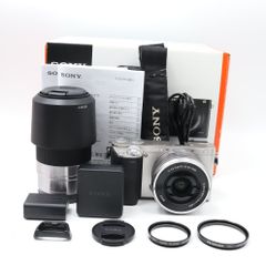 【美品】SONY ミラーレス一眼 α6000 ダブルズームレンズキット E PZ 16-50mm F3.5-5.6 OSS + E 55-210mm F4.5-6.3 OSS シルバー ILCE-6000Y S