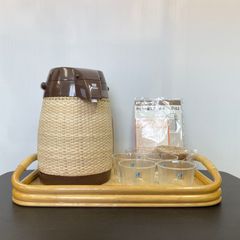 〈未使用品〉タイガー魔法瓶　籐エアーポット　籐角トレー　グラス　コースター　ギフトセット