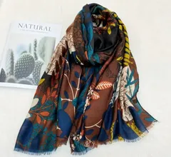 【ストール / 大判 】葉柄 秋色 薄手 冷房対策 ショール おしゃれ アクセント 秋 冬