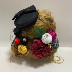 [直径11cm程度ミニハット]髪飾り　花　毬　A　３　無地ハット付