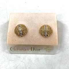 Christian Dior クリスチャンディオール ピアス ゴールド ラインストーン レディース アクセサリー【OE-802】