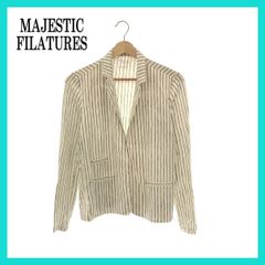 美品 MAJESTIC FILATURES マジェスティックフィラチュール トップス おしゃれ ジャケット おしゃれ レディース ボーダー 1 麻