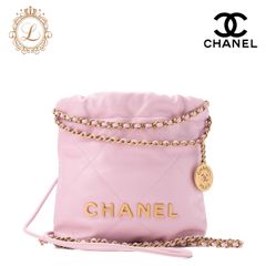 CHANEL シャネル シャネル22 ミニ カーフスキン ピンク 巾着 チェーン ショルダーバッグ（ゴールド金具） スモール レディース【中古】【送料無料】