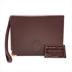 美品 Cartier カルティエ マストライン レザー クラッチ セカンド バッグ ボルドー a4439