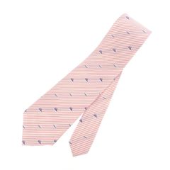 未使用品 WAKO 銀座ワコー  ネクタイ   ピンク×ホワイト シルク100％ メンズ レジメンタル ストライプ ヨット刺繍　240001139375