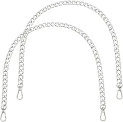 PH PandaHall 2個 60cm バッグチェーン 交換用 シルバー フラット ストラップ 持ち手 交換用ハンドル スイベルクラスプ付き ハンドバッグ メタル 財布 クラッチ トート ウォレット ショルダー クロスボディ用