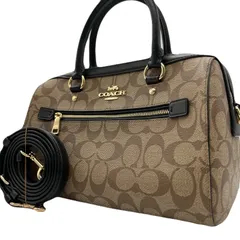 未使用級<!-利用不可文字-!>COACH コーチ ローワン 2WAY サッチェル シグネチャー キャンバス 83607 ショルダーバッグ ハンドバッグ ミニボストンバッグ 肩掛け 斜め掛け ロゴ金具 PVC×レザー 黒 ブラック 総柄 レディース