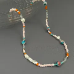 ビーズネックレス　ピンク