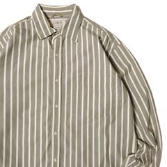 90's 00's Jクルー J.CREW ストライプ コットン ポプリン シャツ (M) 白×ダークセージグリーン系 90年代 00年代 旧タグ オールド アメリカ古着 USED ビンテージ ヴィンテージ