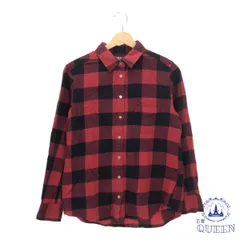 ☆美品☆ UNIQLO ユニクロ トップス シャツ ネルシャツ ゆったり おしゃれ シンプル 大きいサイズ 長袖 レディース レッド L 901-11977 送料無料 古着