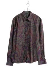 LOUIS & CLERKのリバティ生地を使用した総柄ペイズリーシャツタグ付け 