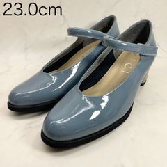 【新品 訳あり】ディッシー　ラウンドトゥストラップパンプス　23.0㎝　青エナメル
