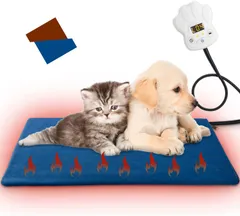 ペット用ホットカーペット ペット用ヒーター（4/8/12/24H）4段タイマー機能 6段階温度調節 電気ヒーター 犬 猫 暖房器具 カバー2枚付き ペット加熱パッド 防寒用具 寒さ対策 小動物対応 過熱保護 ポカポカ 40*30ｃｍ