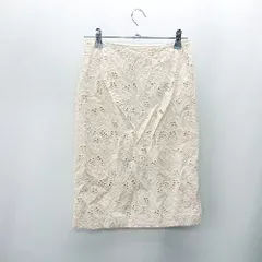 ◇ Θ NATURAL BEAUTY BASIC コットン100%　刺繍 膝丈 タイト スカート サイズXS ベージュ レディース E  【1409100043990】