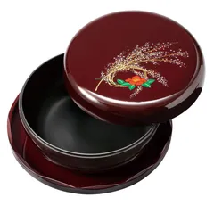 紀州塗り 7寸 21cm 丸盆付菓子器 溜 雪小町 金蒔絵 お菓子入れ 和風 和室 日本製