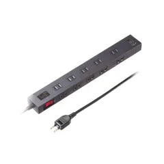 サンワサプライ USB充電機能付きタップ 10個口 ブラック 2m TAP-SP2110NUC-2BK