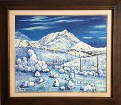 絵画「出羽三山参道」油彩画 油絵 風景画 原画 F10