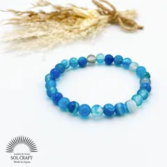 【仕事運UP】ブルーアゲート 6ｍｍ シンプル ブレスレット 青縞瑪瑙 メノウ リーダーシップ 天然石 パワーストーン 浄化 繁栄 癒し 幸運 魔除け 厄除け 恋愛運 金運 財運 勝負運 仕事運 健康 お守り レディース メンズ ユニセックス