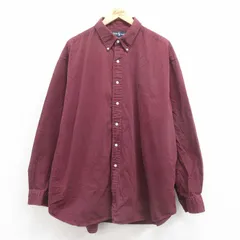 XL/古着 ラルフローレン 長袖 ブランド シャツ メンズ 90s ワンポイントロゴ BLAIRE 大きいサイズ コットン ボタンダウン エンジ 25oct23 
