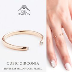 フォーク CZダイヤ Ring K18仕上げ リング K18GP 指輪