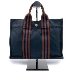 エルメス  フールトゥ PM トートバッグ コンパクト コンパクト タグ 定番 人気 ネイビー オレンジ ナイロン 布 Hermès