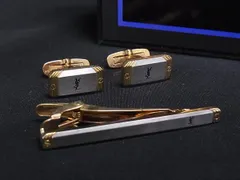 YVESSAINTLAURENT イヴサンローラン ヴィンテージ カフスボタン ネクタイピン アクセサリー 2点セット シルバー系×ゴールド系 DI4363