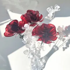 【お得なブーケ】薔薇とかすみ草のブーケ（レッド）6本セット　b2036