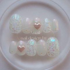 ちゅるるんシアーカラーのツイードネイル⋆*