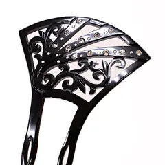 かんざし バチ型 髪飾り 成人式 振袖 前撮り 袴 留袖 訪問着 色無地 黒 唐草 透かし彫り ラインストーン おしゃれ かわいい フ No.9-4228
