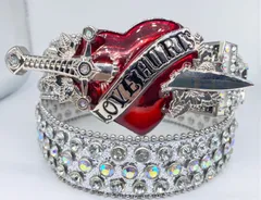 ハートバックル幅3.8 105cm/115cm ギラギラウエスタンベルト　シルバー　LEX　メンズベルト　レディースベルト　カウボーイ　アメカジ　古着　y2k ヴィンテージ　ラッパー　グランジ　プレゼント