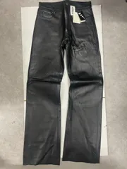 新品 牛革 レザーパンツ メンズ 31 32インチ ブラック 本革 ハードレザー 3877