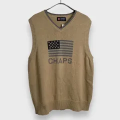 ☆タグ付き未使用品☆CHAPS Ralph Lauren☆星条旗柄コットンニットベスト☆ベージュ☆M☆デッドストック☆スクールニット☆H24M