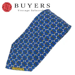 【中古】 エルメス ネクタイ トヨタ限定品 シルク ブルー ホワイト ゴールド ビジネス スーツ メンズ 男性 HERMES