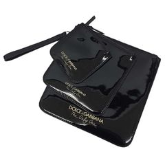 DOLCE＆GABBANA ドルチェ＆ガッバーナ D&G ポーチ3点セット フラットポーチ エナメル ブラック 黒 非売品 ノベルティ aq11625