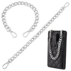 【新着商品】長さ30.5cm バッグ小物 手作り素材 アクセサリーパーツ ストラップ素材 スマホケース 携帯 銀色 ハンドバッグ 財布 チェーンストラップ 延長チェーン 交換用 2本 持ち手 バッグチェーン PandaHall PHのサムネイル