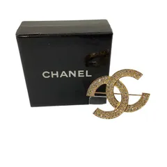 CHANEL シャネル ラインストーン ブローチ ココマーク ゴールド GP 【中古】　JA-19956