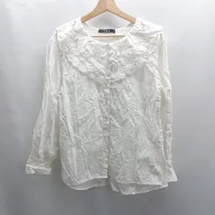 ◇ ⊂ w closet ダブルクローゼット 綿 長袖 ブラウス サイズF ホワイト レディース E  【1503060017425】