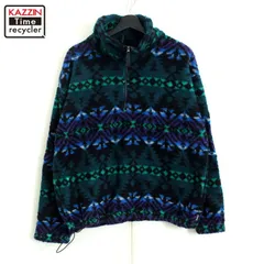 00s Eddie Bauer 総柄 ネイティブ柄 ハーフジップフリースジャケット レディース 表記Lサイズ