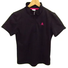 ルコックスポルティフ ポロシャツ トップス 半袖 ハーフジップ ハイネック ゴルフウエア レディース Lサイズ ブラック le coq sportif 【中古】