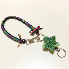 ハワイアン　リボンレイ　リール付ストラップ　ICカードストラップ　IDストラップ