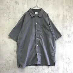 coen コーエン　半袖シャツ　グレー×ブルー×ストライプ柄　メンズ　XLサイズ