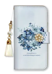 iPhone12 Pro Max ケース 手帳型 アイフォン12 プロマックス スマホケース パール ビジュー ストラップ付 花柄 水彩 花束 ブーケ フラワー 大人女子 上品 おしゃれ 水彩 ピンク 水色 カラー08