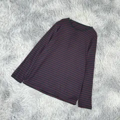 【UNIQLO】ユニクロ  長袖カットソー  ヒートテック  ボーダー柄  (M)  カジュアル  一点もの  メンズ  黒系  ブラック【送料無料】