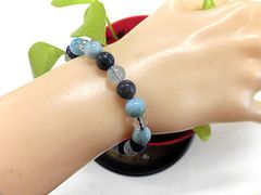 アクアマリン×シルバーシーンオブシディアン ブレスレット シルバー 