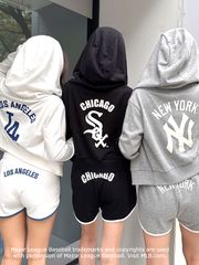 GYDA ジェイダ MLB バックロゴ スウェット パーカー パンツ ショート レディース LA NY SOX セットアップ 上下セット ジップパーカー 072522905401 072520705601
