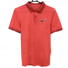 ナイキ 半袖ポロシャツ 蛍光ピンク系 総柄地模様 胸ロゴ DRI-FIT  メンズ M ゴルフウェア NIKE