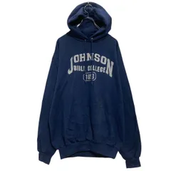 Champion プリントスウェット パーカー M ネイビー チャンピオン プルオーバー 裏起毛 古着卸 アメリカ仕入 a701-5560