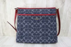 COACH コーチ ショルダーバッグ デニム ネイビー レッド シグネチャー