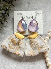 532≫アルコールインクアート【nara】2wayインド刺繍リボンタッセルイヤリング