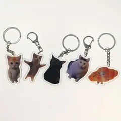 5個セット キーホルダー 猫 アクリル 平面 2D クロワッサン ねこ ネコ アクリル 小さい 5cm キーチェーン かわいい おもしろ アニマル 車 おもしろい おしゃれ インテリア t8197